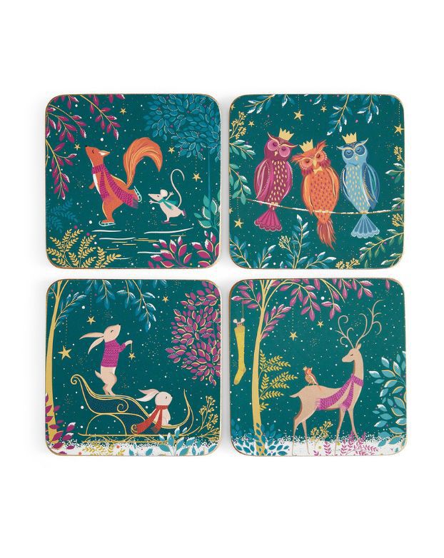Sara Miller Woodland Tales Set of 4 Coasters